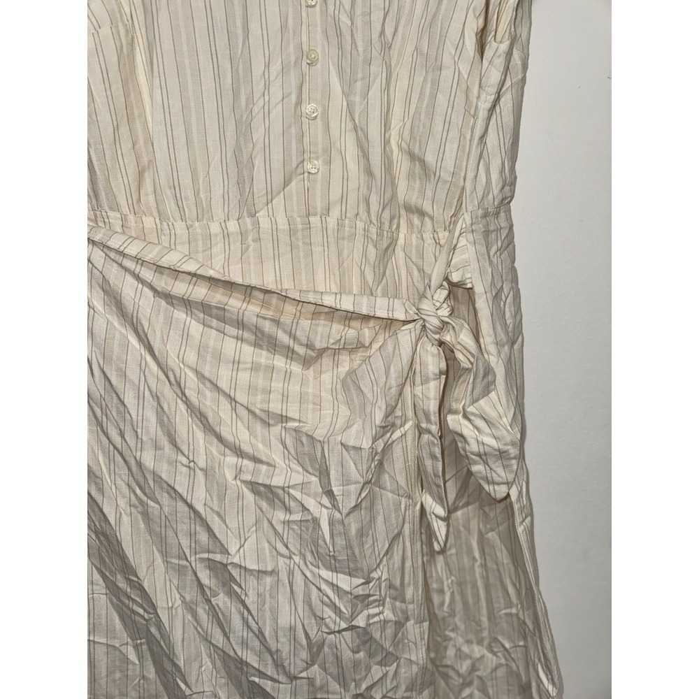 Universal Thread™ Short Sleeve Wrap Waist Midi Shirtdress Cream Striped XL - Picture 10 of 14